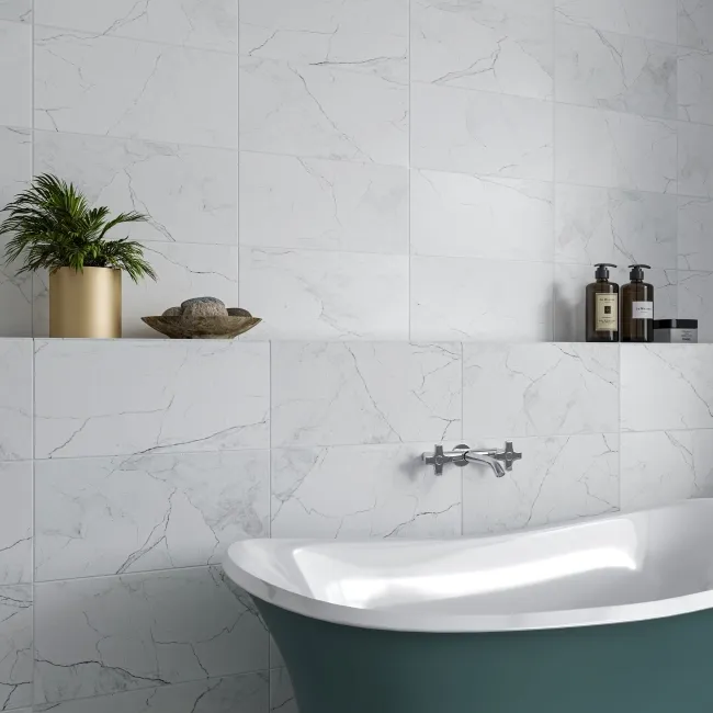Clovelly White Carrara Marble Effect Matt Wall Tiles