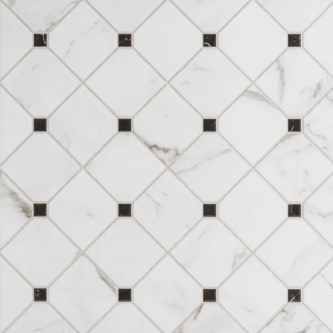 Canterbury Victorian White Matt Marble Patterned Tiles