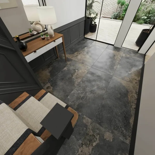Jai Rustic Natural Black Slate Effect Tiles 1200x600