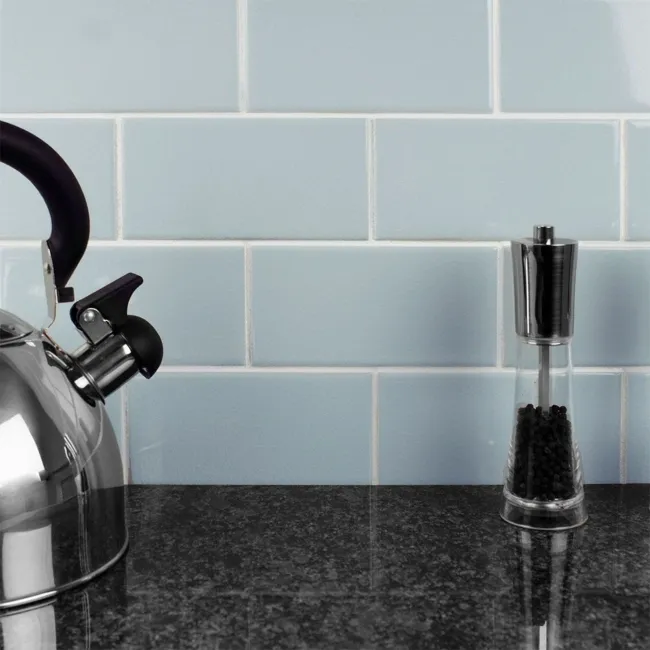 Antique Les Sablons Ceramic Gloss Blue Flat Crackle Metro Tiles