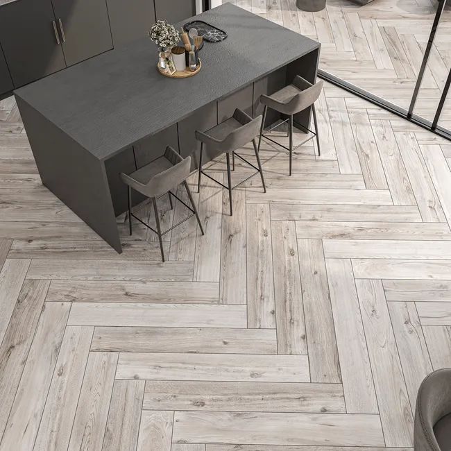 Muniellos Grey Wood Effect Porcelain Floor Tiles 1215x195