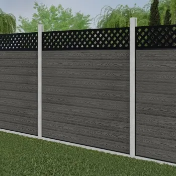 LuxeLine Composite Fence Panel Light Grey - Lattice Decorative Screen for Own Post