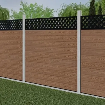 LuxeLine Composite Fence Panel Teak - Lattice Decorative Screen for Own Post