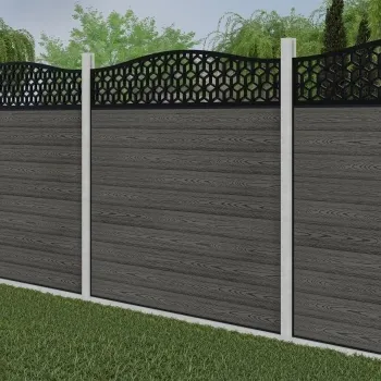 LuxeLine Composite Fence Panel Light Grey - Geometric Decorative Screen for Own Post