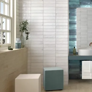 Lazio White Gloss Brick Effect Wall Tiles