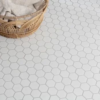 Pixel White 50x50 Hexagon Matt Mosaic Tiles