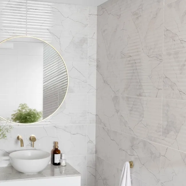 Clovelly White Decor Carrara Marble Effect Gloss Wall Tiles