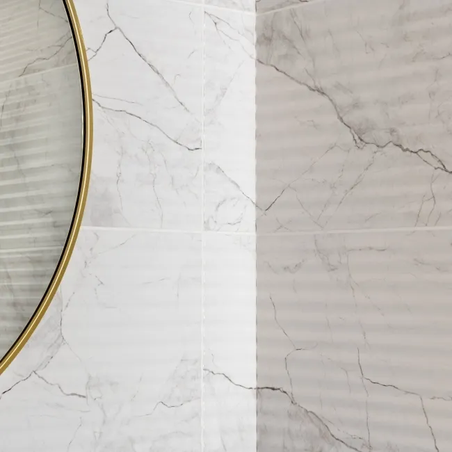 Clovelly White Decor Carrara Marble Effect Gloss Wall Tiles