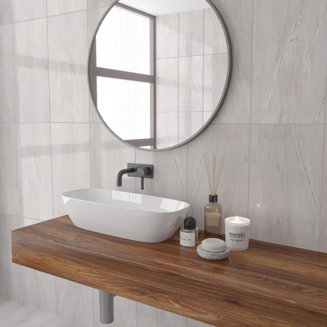 Clovelly Light Grey Marble Effect Gloss Wall Tiles