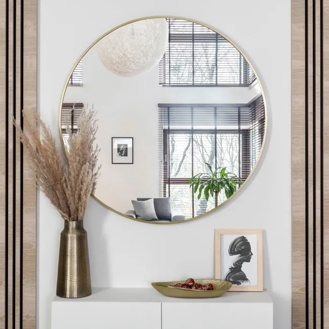 Trepanel Customise® Aluminium Framed Round Mirror Brushed Gold 800mm