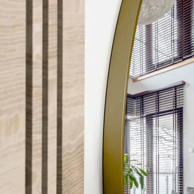Trepanel Customise® Aluminium Framed Round Mirror Brushed Gold 800mm