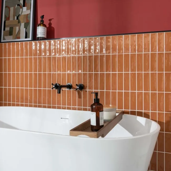 Hamlet Orange Gloss Brick Wall and Floor Tiles