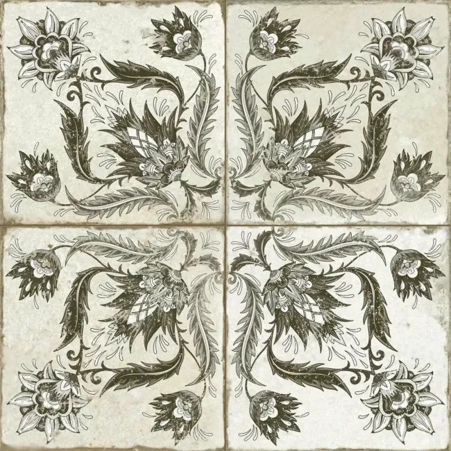 Helix Noir Black and White Matt Patterned Wall and Floor Tiles