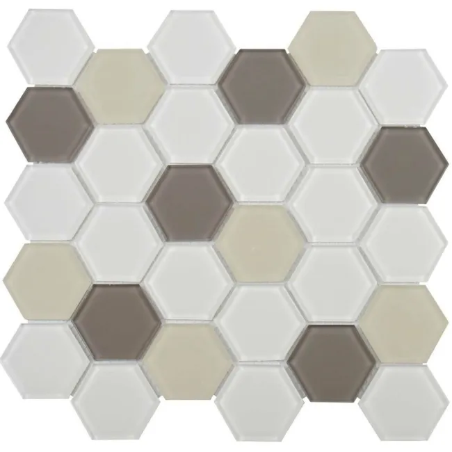 Ligo Glass Latte Hexagon Mosaic Tiles