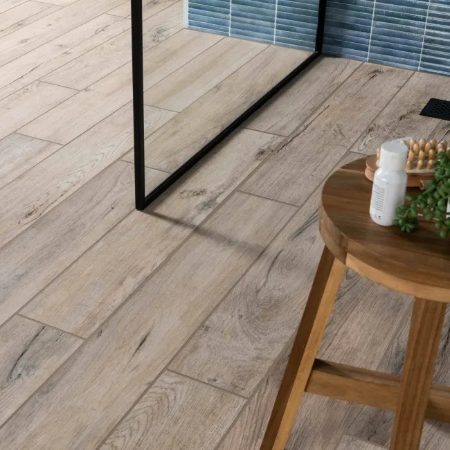 Muniellos Oak Anti-Slip Brown Wood Effect Porcelain Wall and Floor Tiles
