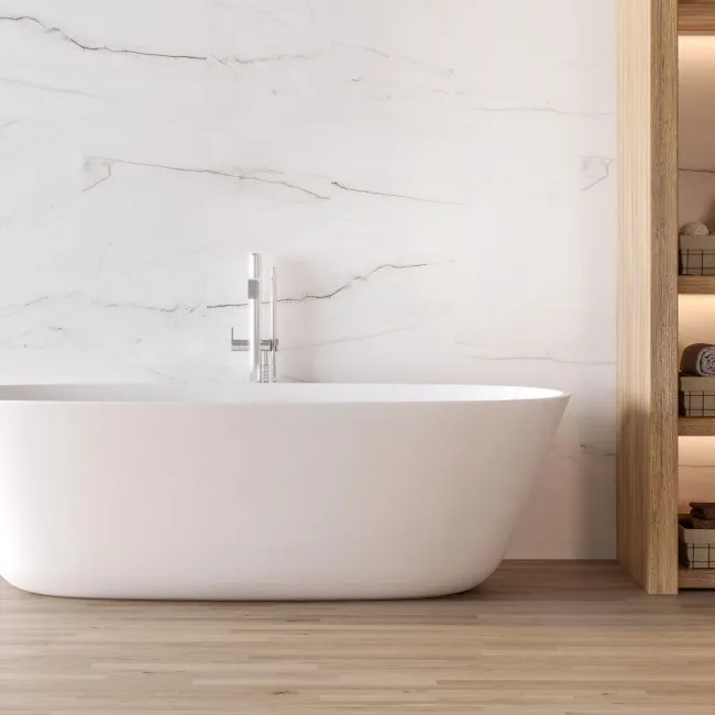 Trepanel Aqua Luxe® Carrara Soft Marble Effect Embossed Satin SPC Wall Panel 4 Pack (Covers 2.80 SQM)