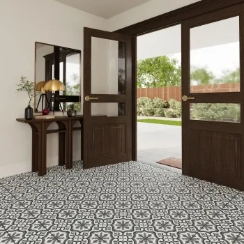 Zara Dark Grey Porcelain Matt Patterned Floor Tiles