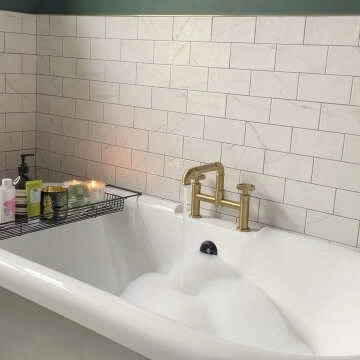 Vena Biana White Mini Bumpy Gloss Marble Effect Metro Wall Tiles