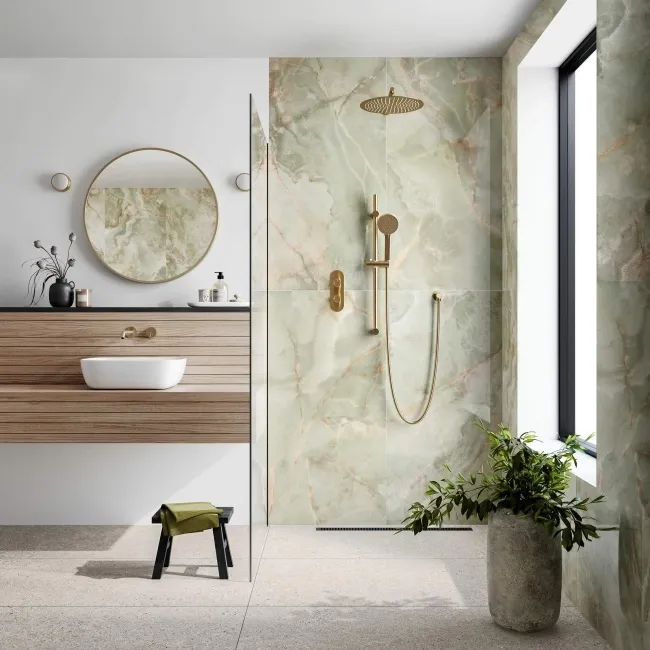 Apple Green Polished Onyx Marble Effect Large Wall and Floor Tiles
