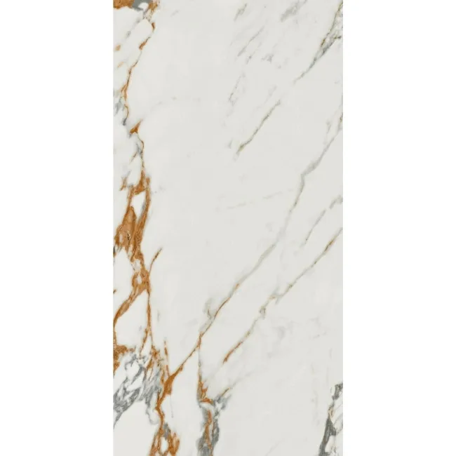 Deluxe Gold Leaf Ultra Porcelain Gloss White Marble Effect Tiles