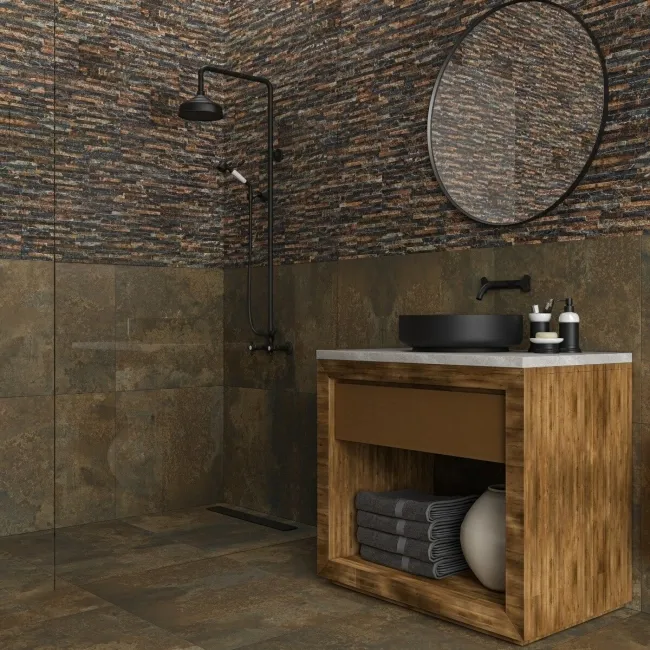 Isidora Magma Brown Matt Thin Splitface Effect Wall Tiles