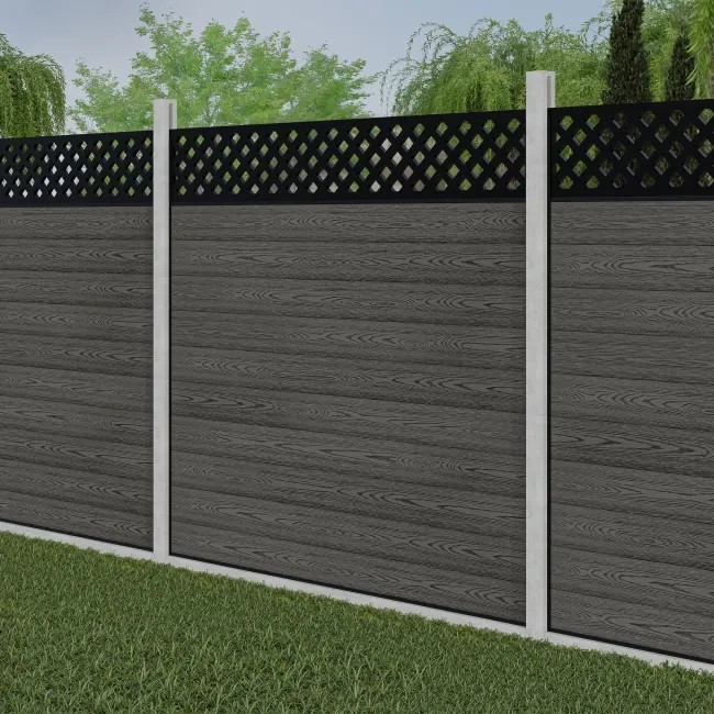 LuxeLine Composite Fence Panel Light Grey - Lattice Decorative Screen for Own Post