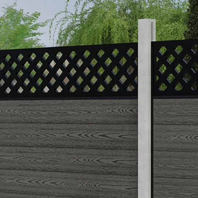 LuxeLine Composite Fence Panel Light Grey - Lattice Decorative Screen for Own Post