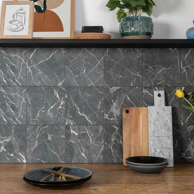 Camden Black Marble Effect Wall and Floor Tiles