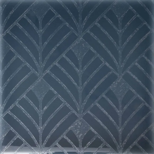 Capsule Dark Blue Grey Art Deco Engraved Decor Wall Tiles