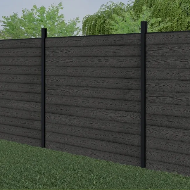 LuxeLine® Dark Grey Composite Fence Panel with Buried Aluminium Post 6ft