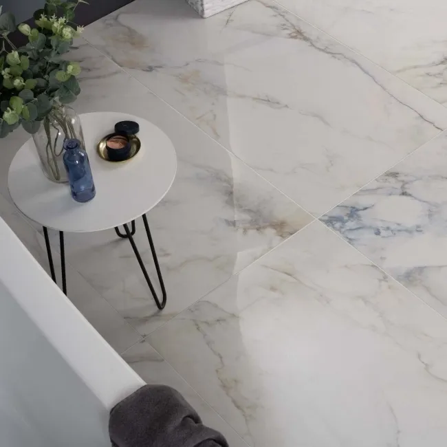 Deluxe Sapphire White Polished Large Marble Effect Wall and Floor Tiles