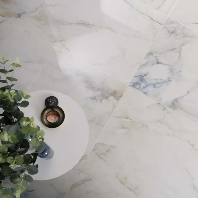 Deluxe Sapphire White Polished Large Marble Effect Wall and Floor Tiles