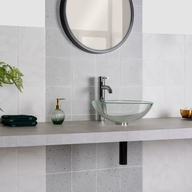 Dollymixx Light Grey Moondust Porcelain Matt Terrazzo Wall and Floor Tiles