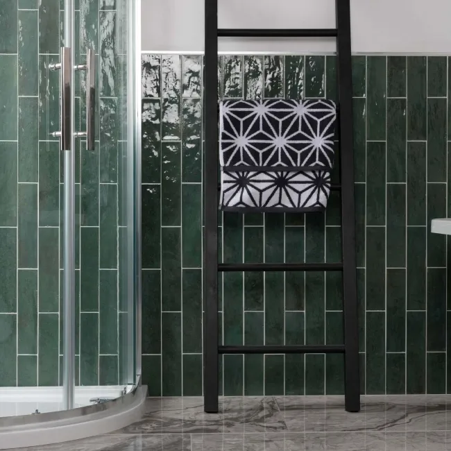 Faith Green Gloss Rustic Brick Effect Wall and Floor Tile