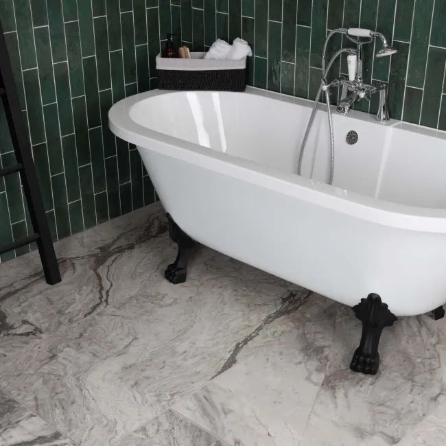 Faith Green Gloss Rustic Brick Effect Wall and Floor Tile