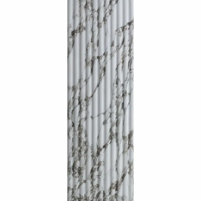 Indulgence White Calacatta Viola Marble Effect Fluted Decor Wall Tiles