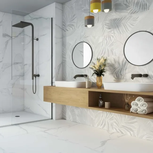Signature Floral White Matt Patterned Wall Tiles