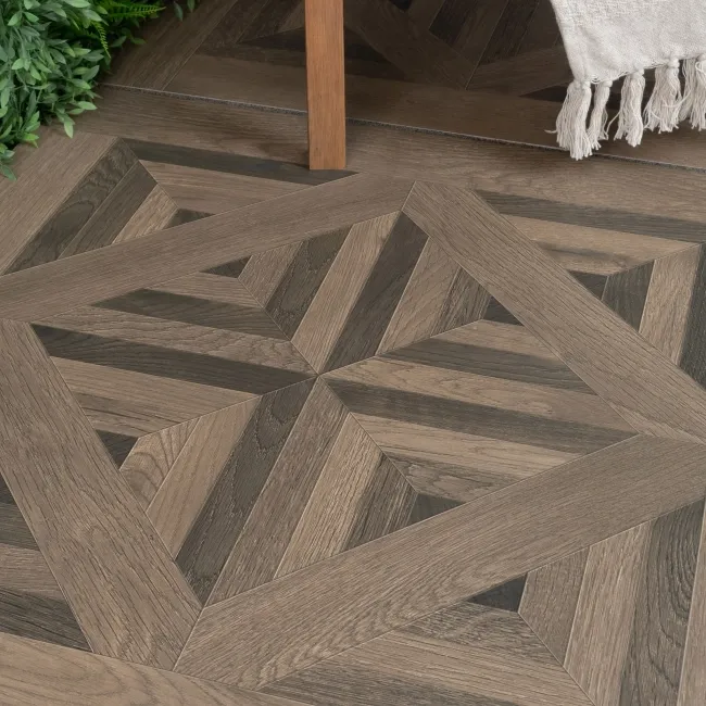 Galloway Walnut Brown Parquet Effect 20mm Porcelain Paving Slabs