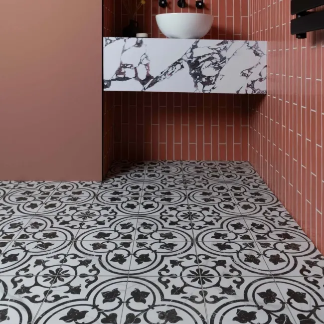 Ledbury Black and White Marble Effect Pattern Wall and Floor Tiles