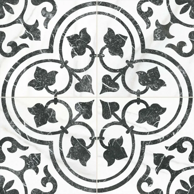 Ledbury Black and White Marble Effect Pattern Wall and Floor Tiles