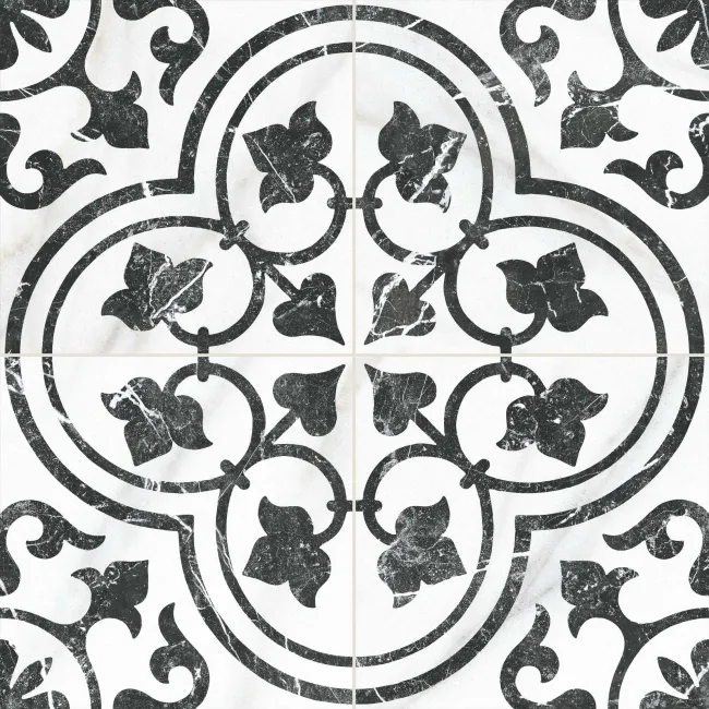 Ledbury Black and White Marble Effect Pattern Wall and Floor Tiles