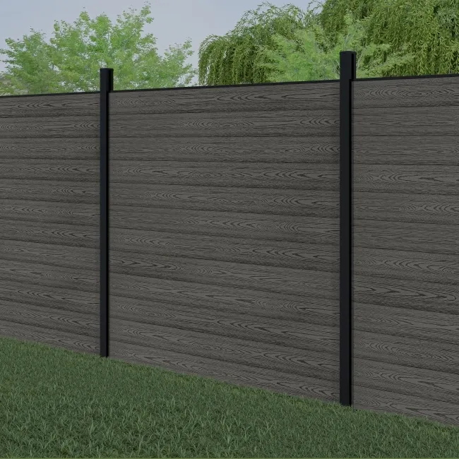 LuxeLine® Light Grey Composite Fence Panel with Buried Aluminium Post 6ft