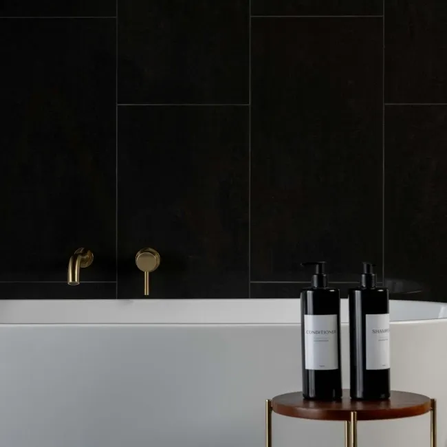 Lounge Polished Black Stone Effect 300x600 Wall And Floor Tiles