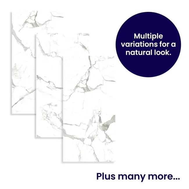 Modern Statuario Polished Marble Effect Tiles 600x1200