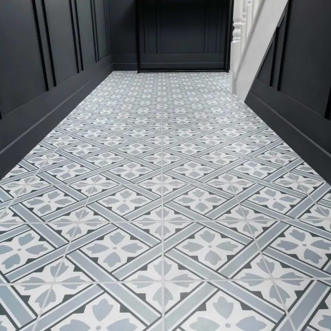 Mr Jones Blue Matt Patterned Ceramic Wall and Floor Tiles