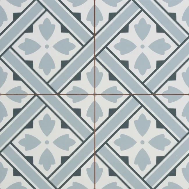 Mr Jones Blue Matt Patterned Ceramic Wall and Floor Tiles