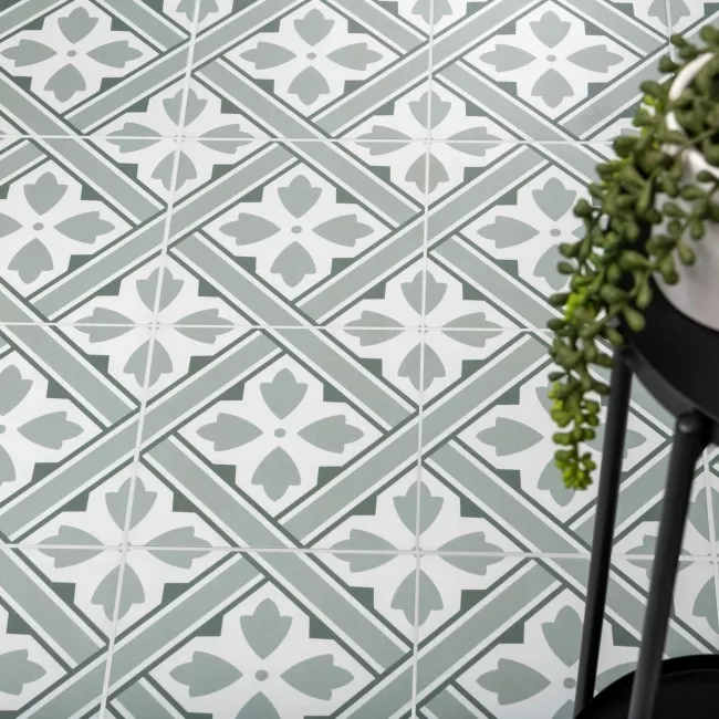 Mr Jones Green Matt Patterned Ceramic Wall and Floor Tiles