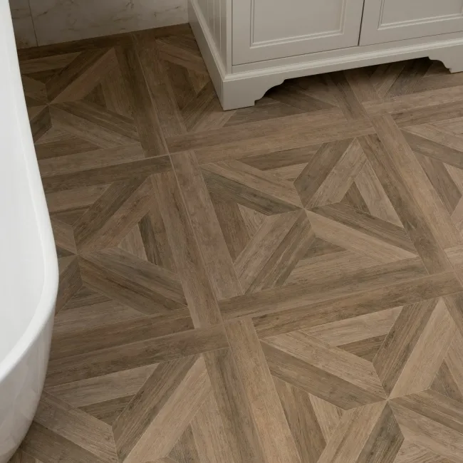 Empire Oak Parquet Brown Wood Effect Porcelain Wall and Floor Tiles