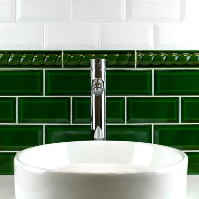 Victorian Green Gloss Mini Metro Wall Tiles