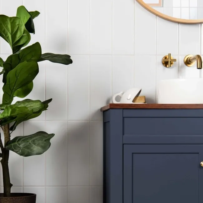 Rhian White Gloss Brick Ceramic Wall Tiles